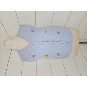 Blue vest with embroidered flowers. Reversible. Cottagecore.
